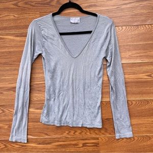 Michael Stars Coral shimmery Stretch 3/4 Top OS